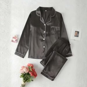 Black Silk Night Suit For Girls