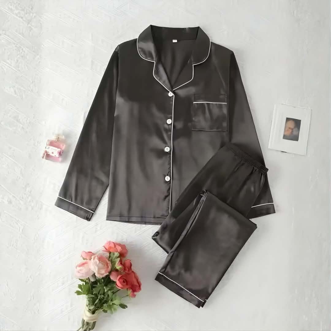 Black Silk Night Suit For Girls