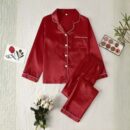 Maroon Silk Night Suit for Women & Girls