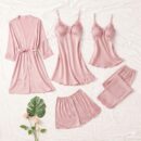 5 Pcs Baby Pink Women Silk Nighty