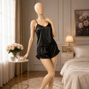 2 Piece Black Silk Cami Set