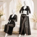 4 Piece Black Net Bridal Night Dress for Women