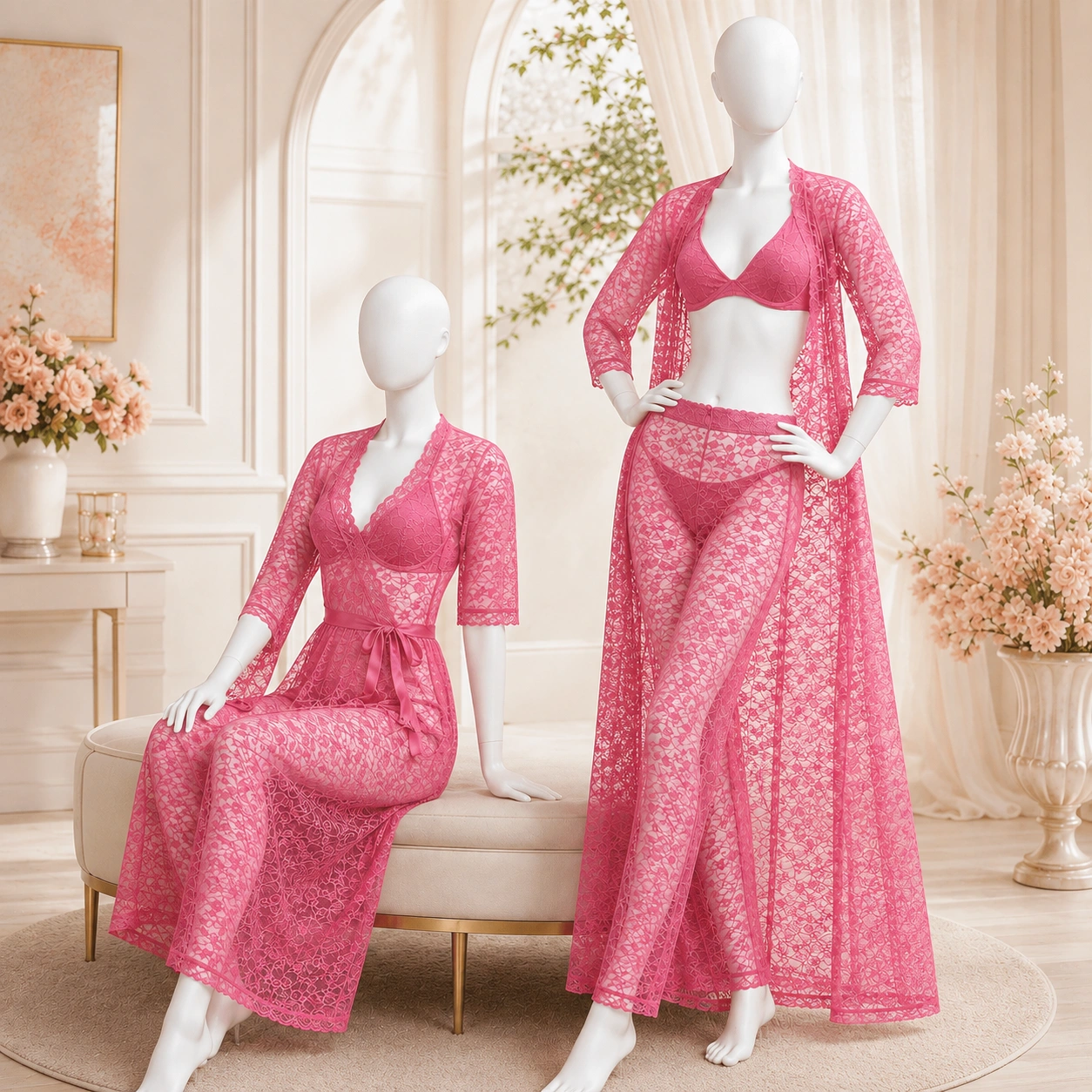 4 pcs baby pink bridal nighsuit