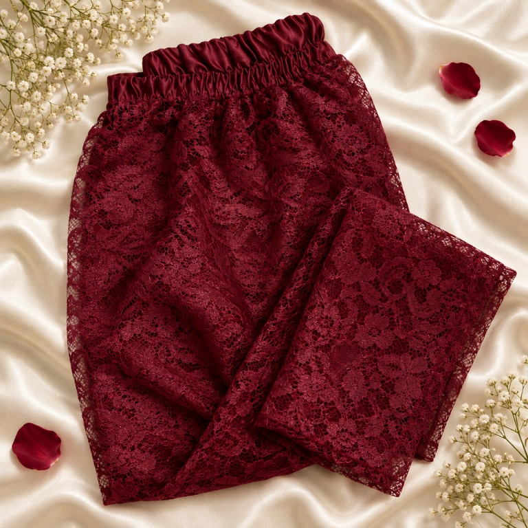 4 pcs maroon net nightsuit trouser