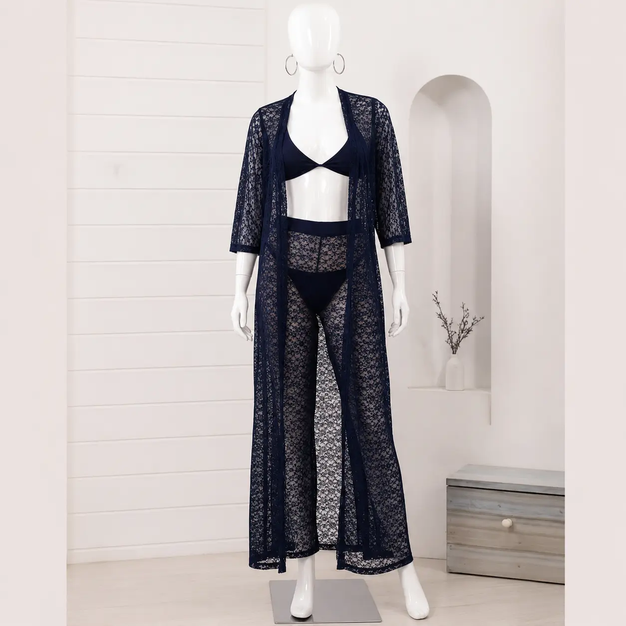 4 pcs navy blue bridal nighsuit