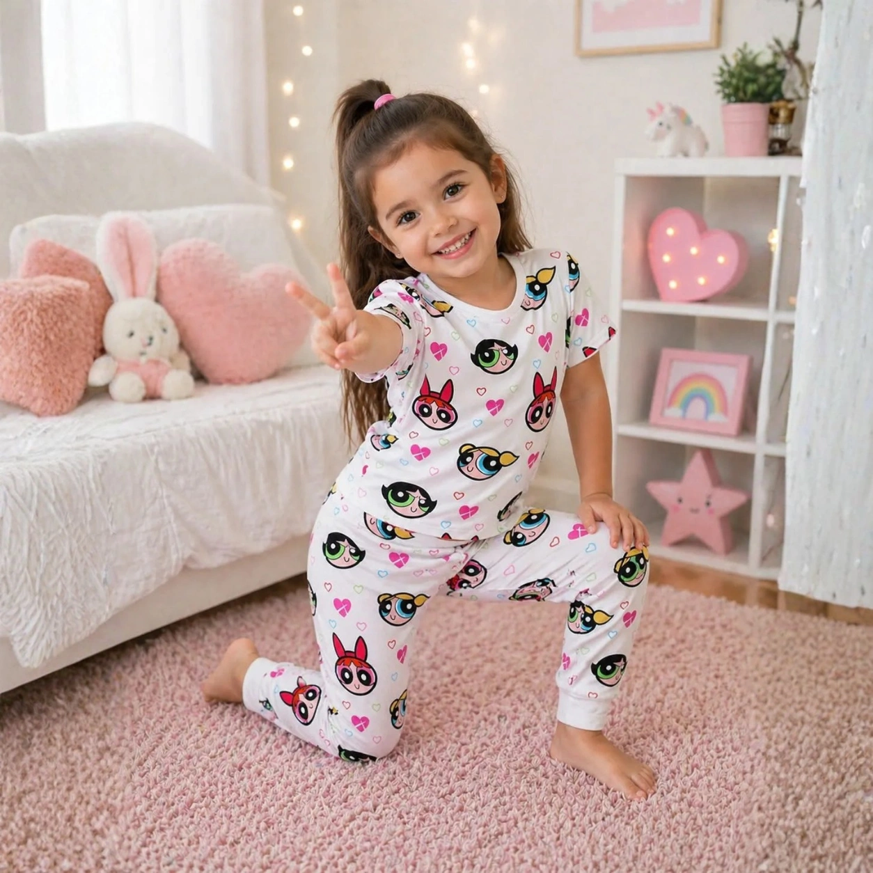Kids Cartoon Face Print Sleep wear