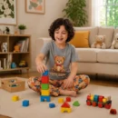 Kids Grey Bear Tee & Printed Trouser Set