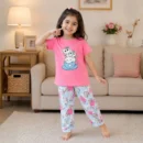 Kids Pink Kitten Graphic Trouser Set