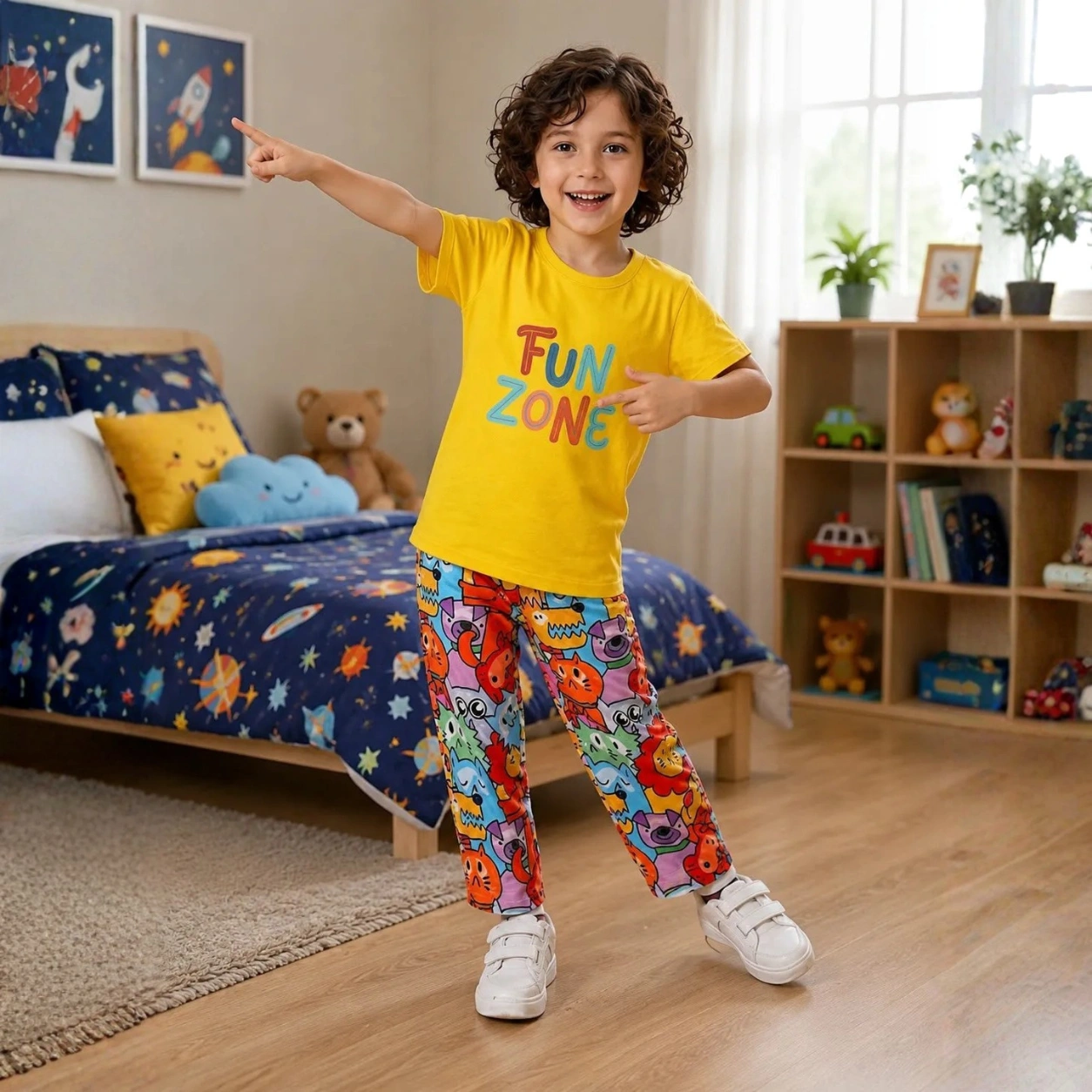 Kids Yellow Fun Zone Sleepwear