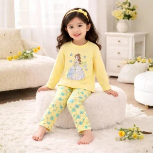 Kids Yellow Princess Graphic Nightwear
