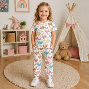 Shop cute teacup bunny print night suit
