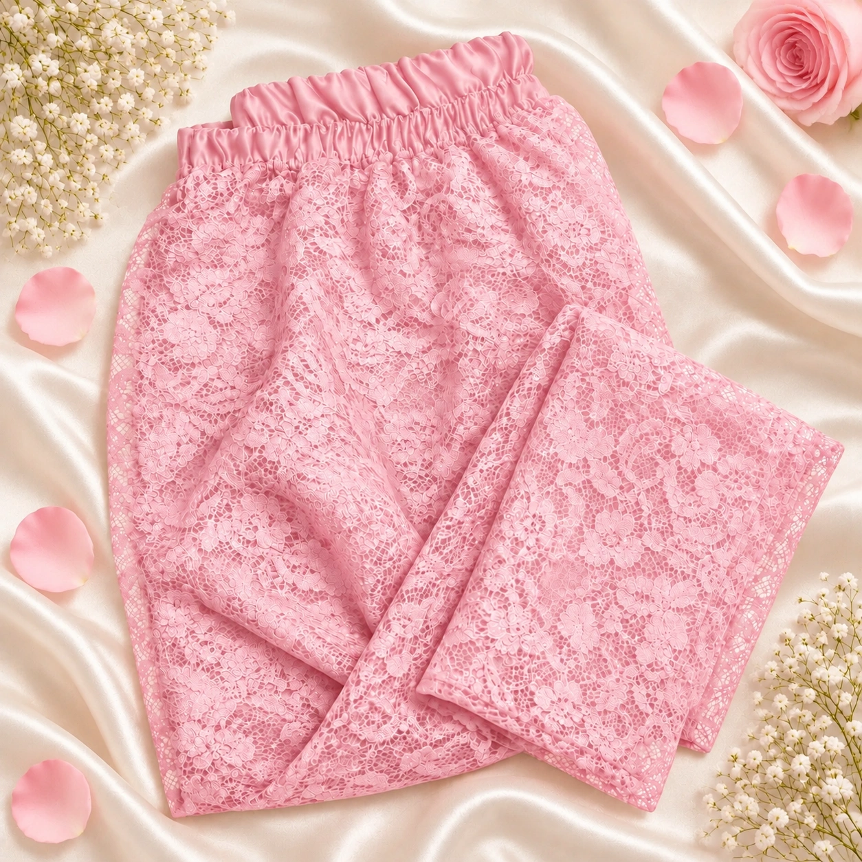 baby pink net nightsuit trouser