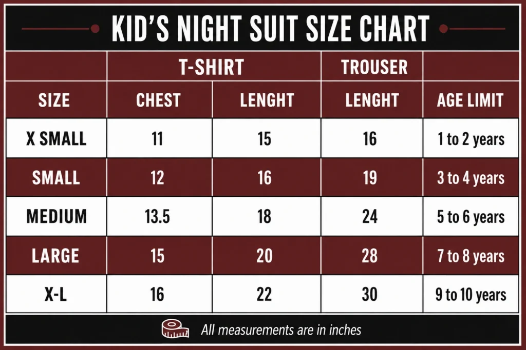 kid size chart