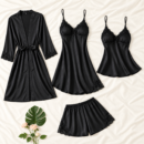 4 pcs silk black
